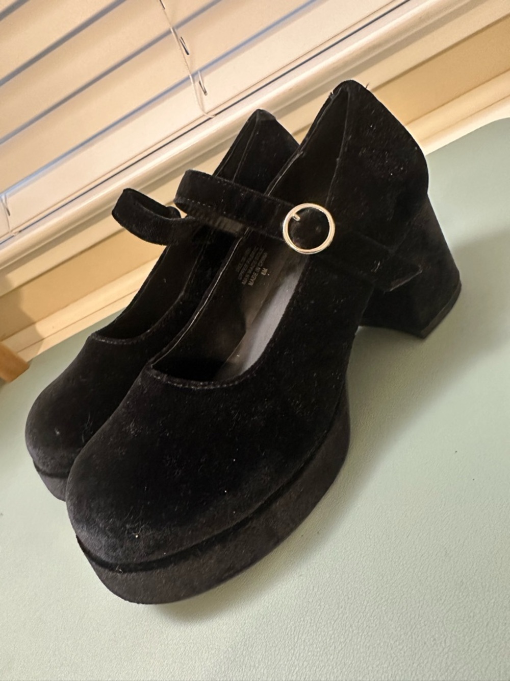 Black Velvet Mary Jane Platform Heels